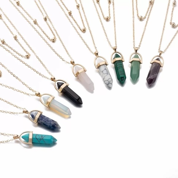 5 for $25 White Marble Color Crystal Necklace - Picture 2 of 3